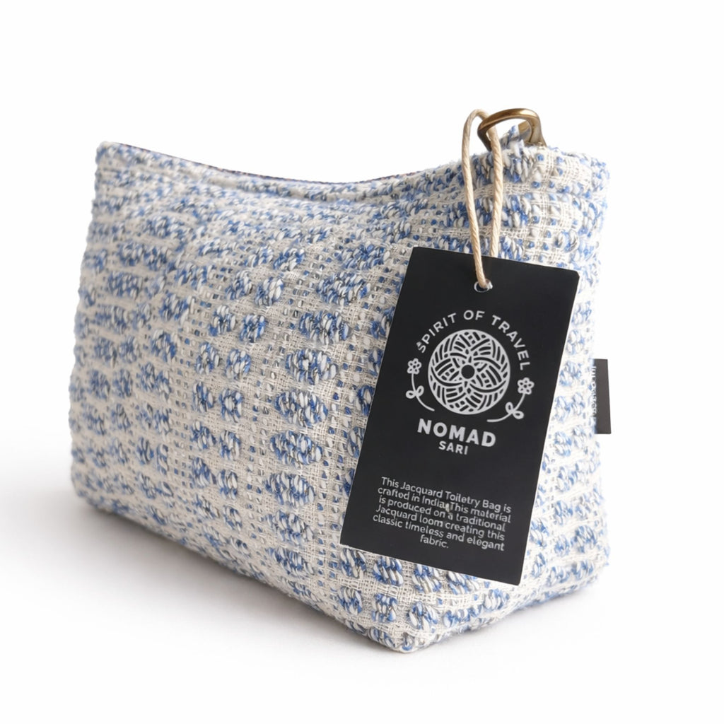 Nomad Sari Indian Jacquard Toiletry Bag - Indigo Echo
