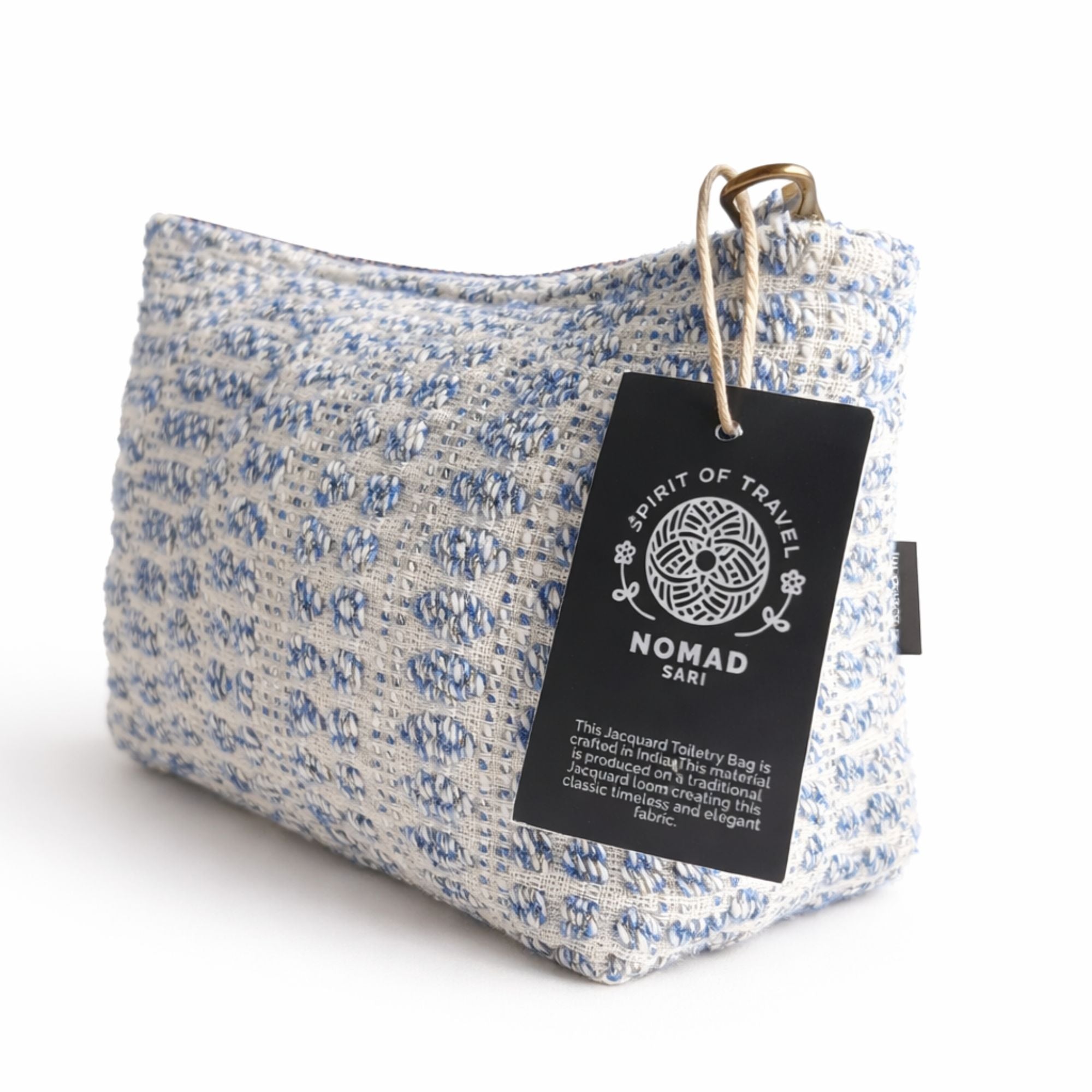 Nomad Sari Indian Jacquard Toiletry Bag - Indigo Echo