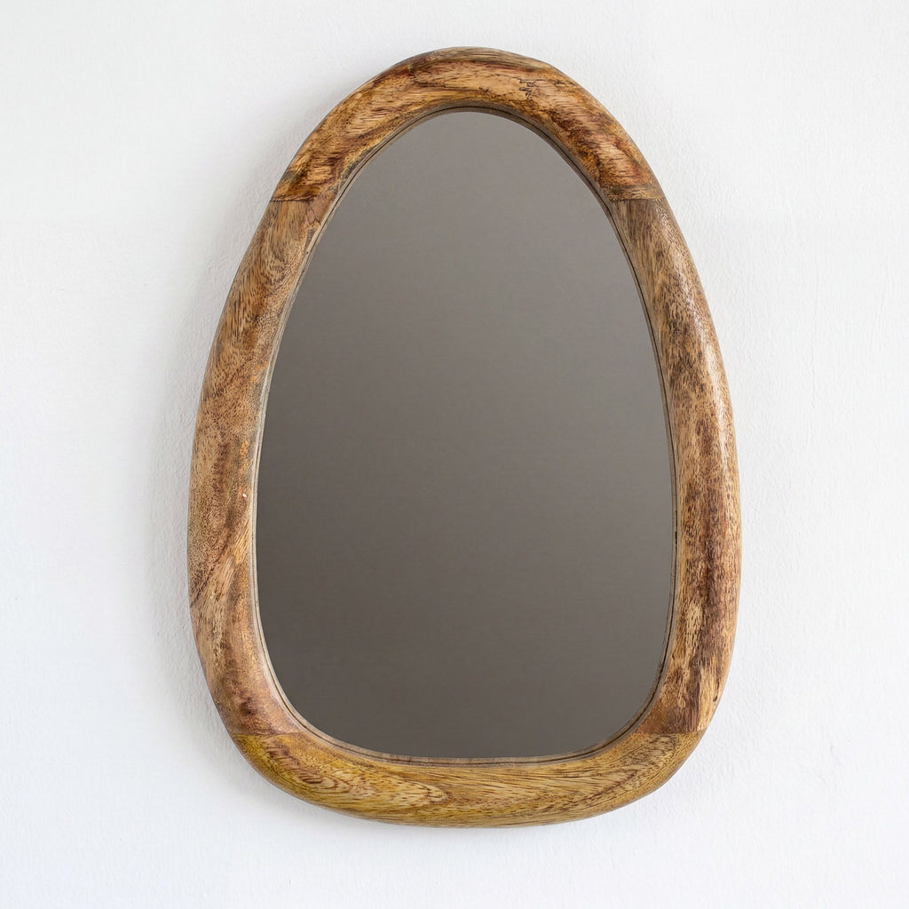 Set of 3 Pebble Shaped Mirrors - Light Wood Finish