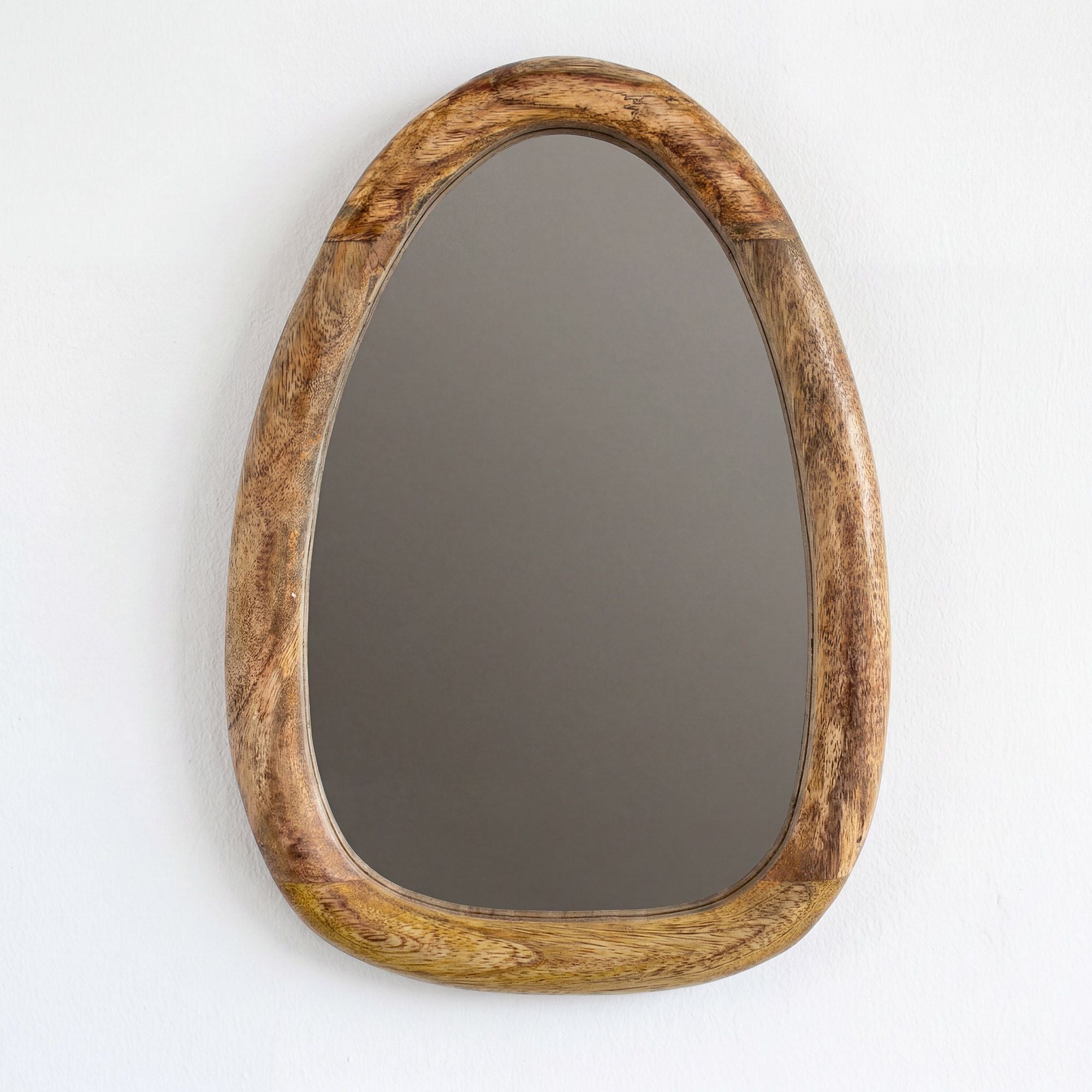 Set of 3 Pebble Shaped Mirrors - Light Wood Finish