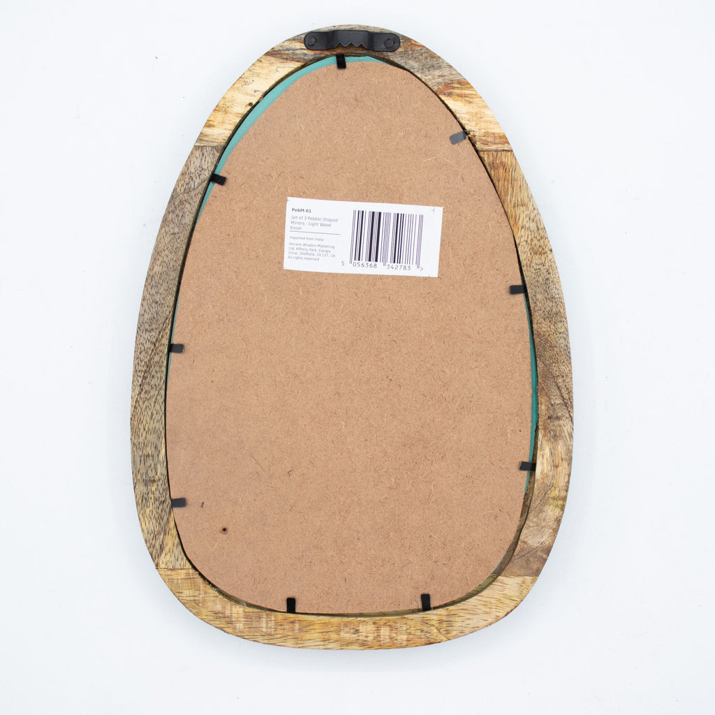 Set of 3 Pebble Shaped Mirrors - Light Wood Finish