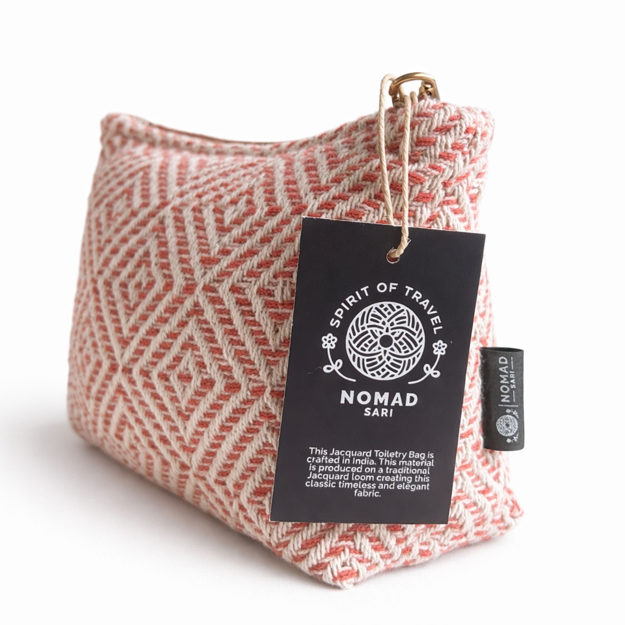 Nomad Sari Indian Jacquard Toiletry Bag - Coral Maze