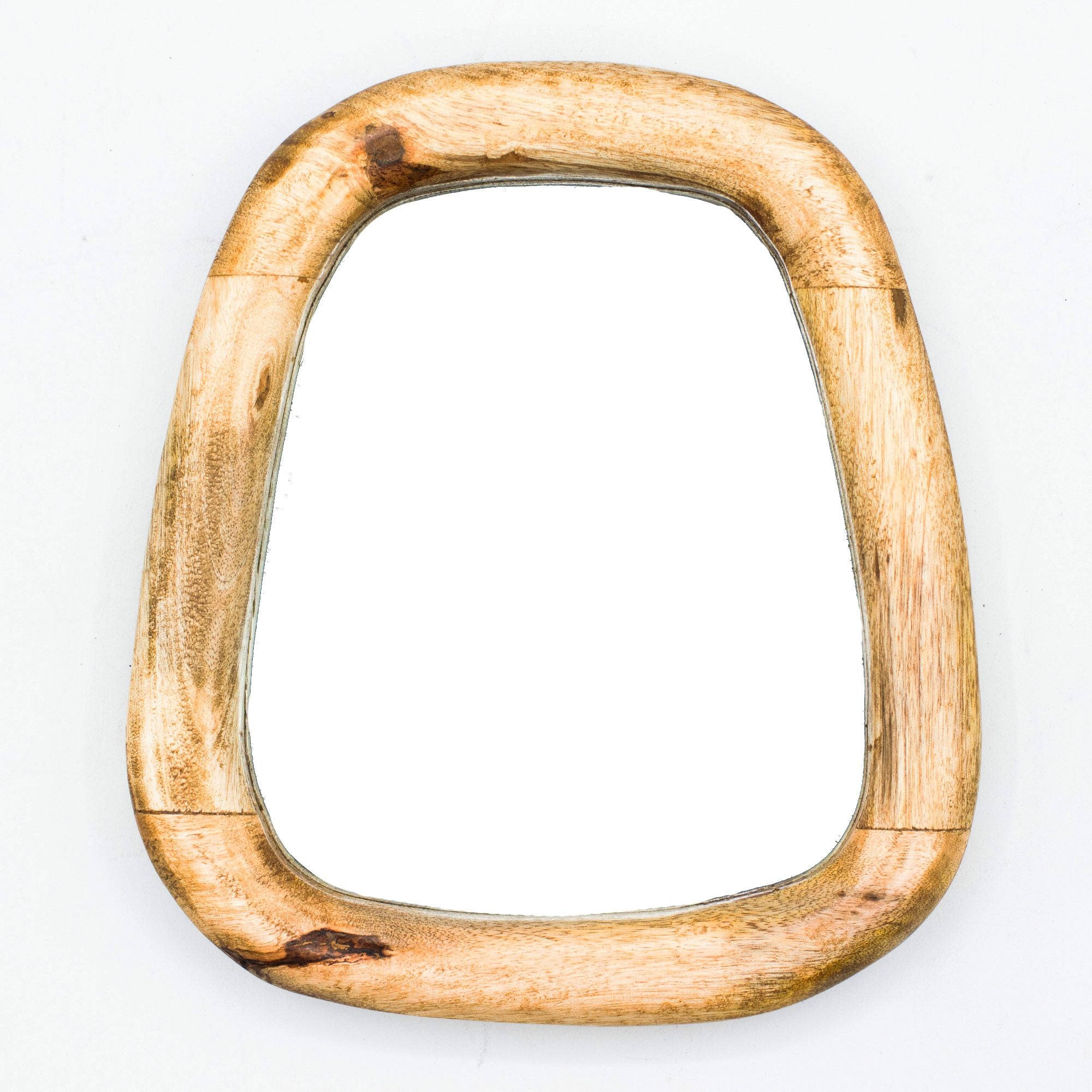 Set of 3 Pebble Shaped Mirrors - Light Wood Finish